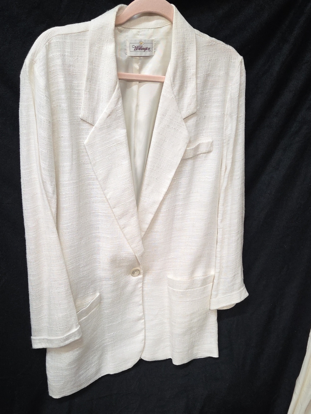 Worthington White Ivory Textured Single-Button Blazer 16